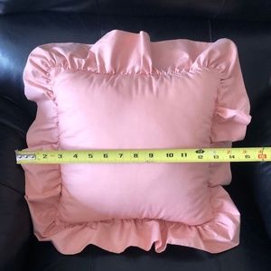 Vintage, pink,  ruffled edge, throw pillow, accent cushions, Dusty Rose